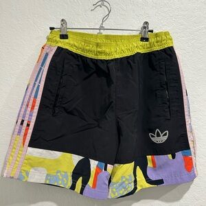 Adidas Black and Yellow Athletic Shorts